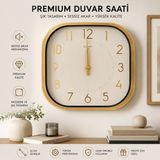 Kare Duvar Saati Wall Clock 33 cm kc01 | Sessiz Akar Mekanizma, Quartz, Pil ile Çalışır
