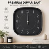 Kare Duvar Saati Wall Clock 33 cm kc03 | Sessiz Akar Mekanizma, Quartz, Pil ile Çalışır