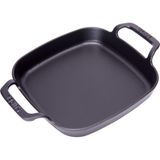 Kare Düz Sahan Mat Siyah 22 cm