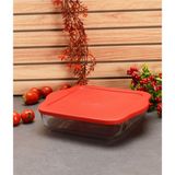 Kare Kare Borcam 25X22CM Kırmızı Kapaklı Tepsi - Seçenek 1 - Açık Gri