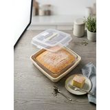 Kare Kek Ve Börek Saklama Kabı 30X30 Cm Tutacaklı Kilitli Kapaklı Pasta Poğaça Taşıma Kutusu Krem