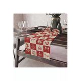 Kare Kırmızı Beyaz Christmas Yılbaşı Masa Runner'ı 40X150