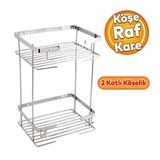 Kare Köşelik Ilgaz Banyo Köşe Raf Krom 2 Katlı Şampuan Askı Kese Sabun Duş Malzeme Estetik Muhafaza