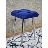 Kare Krom Kaplama Konik Ayaklı Tabure - Oturak - Bar Taburesi - Ayaklı Tabure Mavi Renk 48 x 33 Boyut/ebat - Çok Renkli