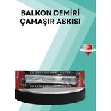 Kare Küpeşte Uyumlu Balkon Çamaşır Askısı 25X60 cm Beyaz Pratik - 000-Siyah - 25 x 60 cm