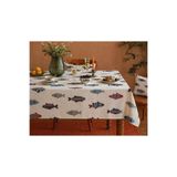 Kare Masa Örtüsü Kumaş Balıklı Bej 150 x 150