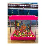 Kare Mini Akvaryum Pembe Renk 20X20x15 Cm