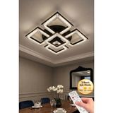 Kare Model 5"li Siyah 3 Renk Modu Ledli Modern Tavana Sıfır Salon Mutfak Çocuk Yatak Odası LED Avize
