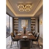 Kare Model Gold 4"lü Ledli 3 Renk Modu Kristal Salon Mutfak Yatak Çocuk Odası Avize - Altın
