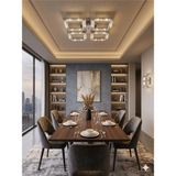 Kare Model Gümüş 4"lü Ledli 3 Renk Modu Kristal Salon Mutfak Yatak Çocuk Odası Avize