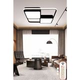 Kare Model Led Avize, 3 Renk Aydınlatmalı Kumandalı Dimmerli Modern Tavan Avizesi,salon,ofis Avizesi