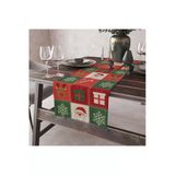 Kare Motifli Christmas Yılbaşı Masa Runner'ı 40X150