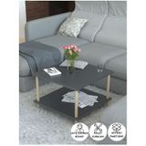Kare Orta Sehpa Ahşap Ayaklı Sehpa Iki Raflı Sehpa Dekoratif Sehpa Gazetelikli-antrasit - 60x60