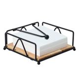Kare Peçete Tutacağı - Ağırlıklı Kollu Dayanıklı Masa Peçete Tutacağı, Ahşap Tabanlı Metal Peçete Tutucu, Masa, Mutfak ve Tezgah için Çiftlik Evi Peçete Tutucu (Siyah)