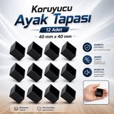Kare Profil Dış Takoz (40x40 mm) Masa Sandalye Sehpa Tapası Tıpa Papuç Parke Zemin Koruyucu 12 Adet