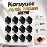Kare Profil Dış Takoz (50x50 mm) Masa Sandalye Sehpa Tapası Tıpa Papuç Parke Zemin Koruyucu 12 Adet