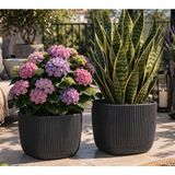 Kare Saksı Seti 1,8 Litre + 4 Litre, Iç Mekan - Dış Mekan 2li Ekonomik Gizli Su Hazneli Plastik