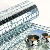 Kare Silver Cam Mozaik Fayans Çıkartmaları El İşi Kare Cam Fayans Kendinden Yapışkanlı Aynalı Dekor Panel 30X30 Cm (5047)