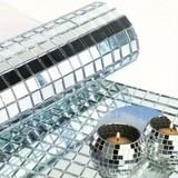 Kare Silver Cam Mozaik Fayans Çıkartmaları El İşi Kare Cam Fayans Kendinden Yapışkanlı Aynalı Dekor Panel 30X30 Cm (5067)