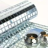 Kare Silver Cam Mozaik Fayans Çıkartmaları El İşi Kare Cam Fayans Kendinden Yapışkanlı Aynalı Dekor Panel 30X30 Cm (5224)