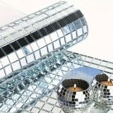 Kare Silver Cam Mozaik Fayans Çıkartmaları El Işi Kare Cam Fayans Kendinden Yapışkanlı Aynalı Dekor Panel 30X30 cm