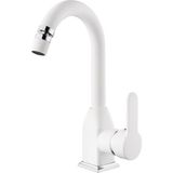 Kare Stil Mix Lavabo (Kısa Borulu Oynar Perlatörlü) Beyaz-Krom