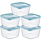 Kare Trend Saklama Kabı Seti 5 x 0,25 L - Şeffaf - 250 ml