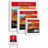 Kare Tuval 3 Adet 10X10 20X20 30X30 cm Boş Tuval Tablo Arkadan Zımbalı Resim Tuvali Akrilik Boya - Çok Renkli - Standart - Genel