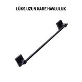 Kare Uzun Lüks Havluluk Siyah Renk