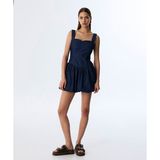 Kare Yaka Jean Elbise TS1250002345629 - 38 - Mavi