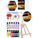 Kare Yuvarlak ve Altıgen Tuval 30 cm 12 Renk Akrilik Boya Şövale 1 Paket 30X30 cm Arkadan Zımbalı Astarlı Resim Tuvali - Standart