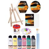 Kare Yuvarlak ve Altıgen Tuval 30 cm 6 Renk 140 ml Akrilik Boya Şövale 1 Paket 30X30 cm Arkadan Zımbalı Astarlı Resim - Standart - 12 Renk