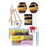Kare Yuvarlak Ve Altıgen Tuval 30 Cm 6 Renk 140 Ml Akrilik Boya Şövale 1 Paket 30X30 Cm Arkadan Zımbalı Astarlı Resim