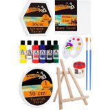 Kare Yuvarlak ve Altıgen Tuval 30 cm 6 Renk Akrilik Boya Şövale 1 Paket 30X30 cm Arkadan Zımbalı Astarlı Resim Tuvali - Standart - Beyaz