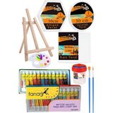 Kare Yuvarlak ve Altıgen Tuval 30 cm Fanart 12 Renk 12 ml Tüp Akrilik Boya Şövale 1 Paket Arkadan Zımbalı 30X30 cm Tuval - Standart