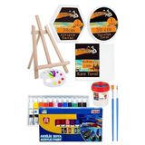 Kare Yuvarlak Ve Altıgen Tuval 30 Cm Mydido 12 Renk 12 Ml Tüp Akrilik Boya Şövale 1 Paket Arkadan Zımbalı 30X30 Cm Tuval