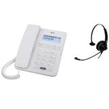 Karel TM145 Beyaz RJ9 Kulaklıklı Headset Telefon
