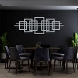 Kareler Geometrik Duvar Sanatı, Soyut Metal Duvar Dekoru, Ev Ofis Giriş Yolu Yatak Odası Oturma Odası Dekorasyonu, Metal Duvar Asmaları, Modern Duvar Tabelası, (Gümüş Gri, 29" G x 10" Y / 75x25cm