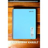 Kareli 120 Yaprak Pastel Renk Telli Defter Beyaz Sayfalı 60 gr Kağıt Plastik Kapak - Karışık Renkler - standart
