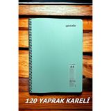 Kareli 120 Yaprak Pastel Renk Telli Defter Beyaz Sayfalı 60 gr Kağıt Plastik Kapak