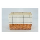 Kareli Hasır Sepet Beyaz 26x18x28 Cm Bej