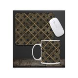 Kareli Kupa & Siyah-Gold Renk Kareli Mouse Pad 23x19cm Fare Altlığı Kaydırmaz Taban De583 Ofis Hediy hbspks
