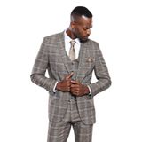 Kareli Slim Fit Bej Erkek Ceket - Wessi