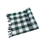 Kareli Yer Sofra Bezi Piknik Masa Örtüsü Saçaklı 150X150 CM (547799353) yesil