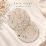 Karelim Home 2 Li Bardak Altlığı Epoksi Midye Detaylı Özel Tasarım