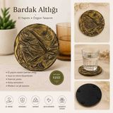 Karelim Home 2 Li Bardak Altlığı Epoksi Saten Serisi - Altın