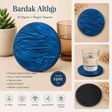 Karelim Home 2 Li Bardak Altlığı Epoksi Saten Serisi - Mavi