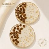 Karelim Home 2’li Bardak Altlığı kahve çekirdeği Detaylı Epoksi Şık Sunum - Altın - Kahverengi