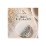 karelim home 2’li Epoksi Bardak Altlığı Gümüş Varaklı Beyaz