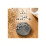 karelim home 2’li Epoksi Bardak Altlığı Gümüş Varaklı Gri